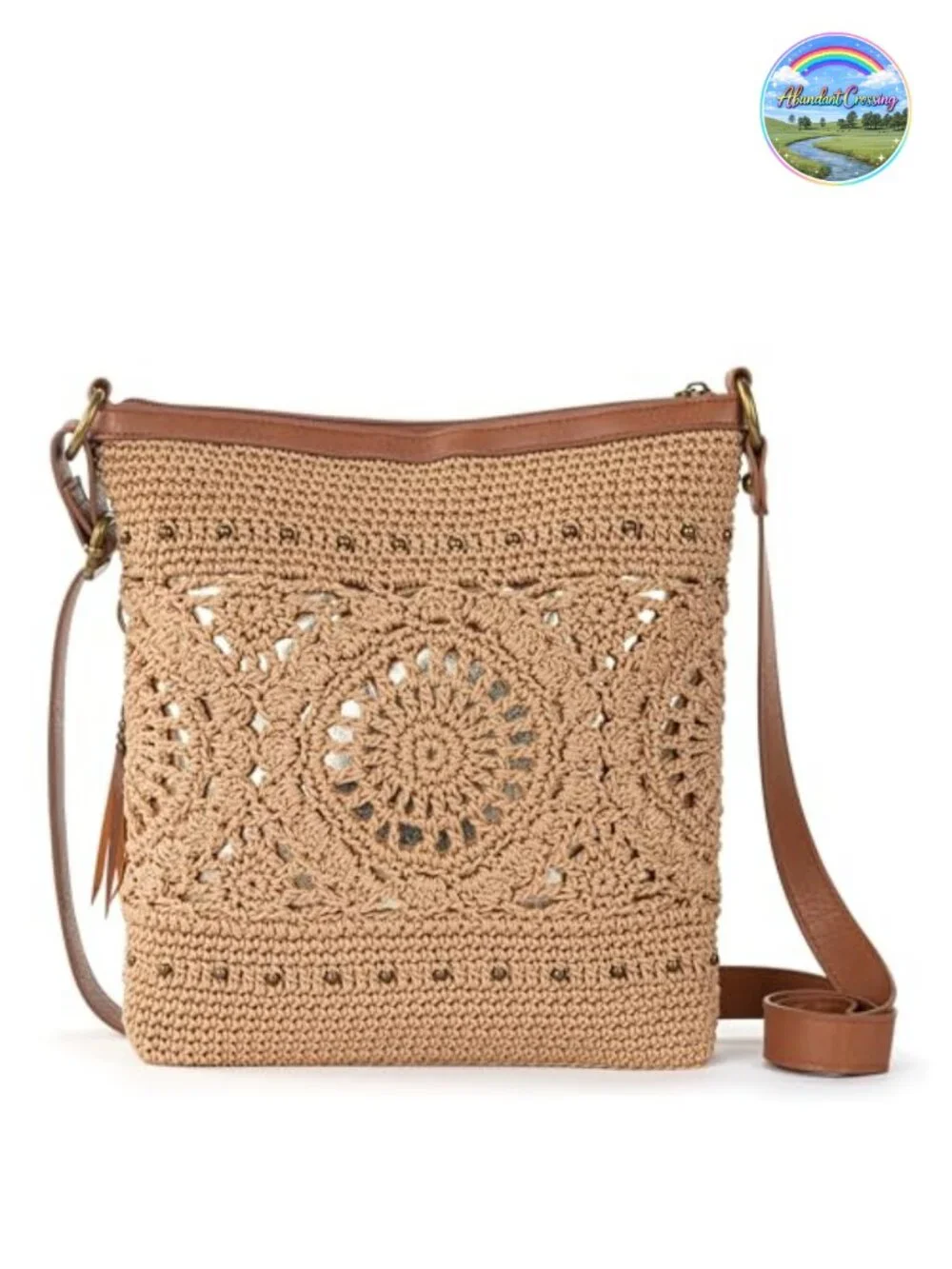Hand Crocheted Crossbody Purse with Zipper Closure and Adjustable Strap